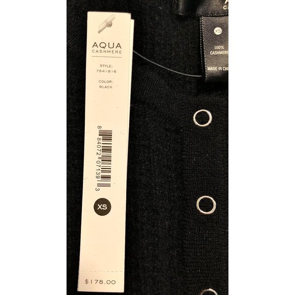 NWT Aqua Black Cashmere Henley Waffle Sweater - XS - Picture 6 of 7